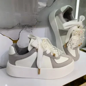 Tenis plataforma mujer gris por blanco Ref 0506