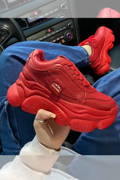 Ref: 0504 – Red Storm | Tenis con Plataforma Alta para Mujer 1 Tenis rojos deportivos con diseño moderno para mujer